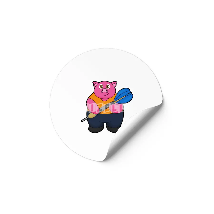 Pig as Dart player with Darts Etiket