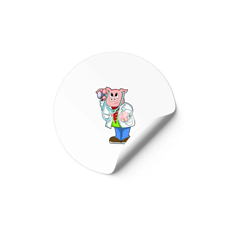 Pig as Doctor with Stethoscope Etiket