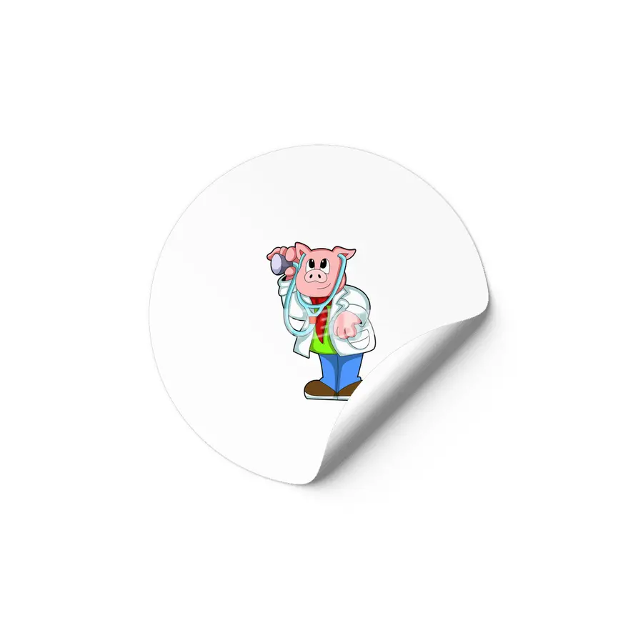 Pig as Doctor with Stethoscope Etiket