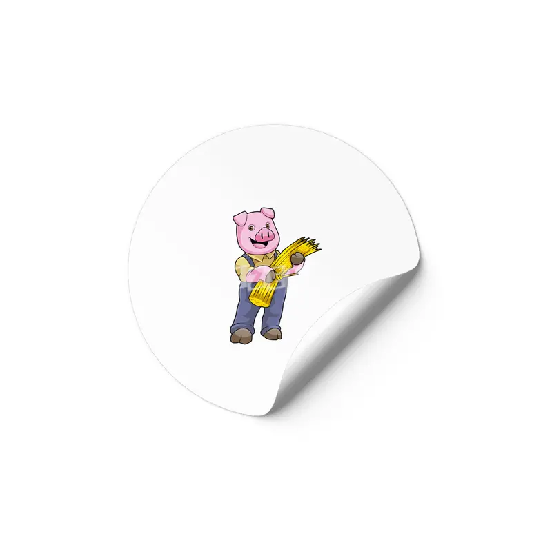 Pig as Farmer with Straw Etiket