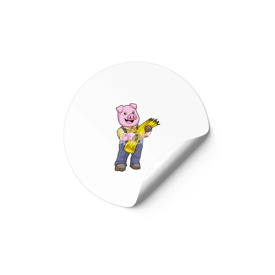 Pig as Farmer with Straw Etiket