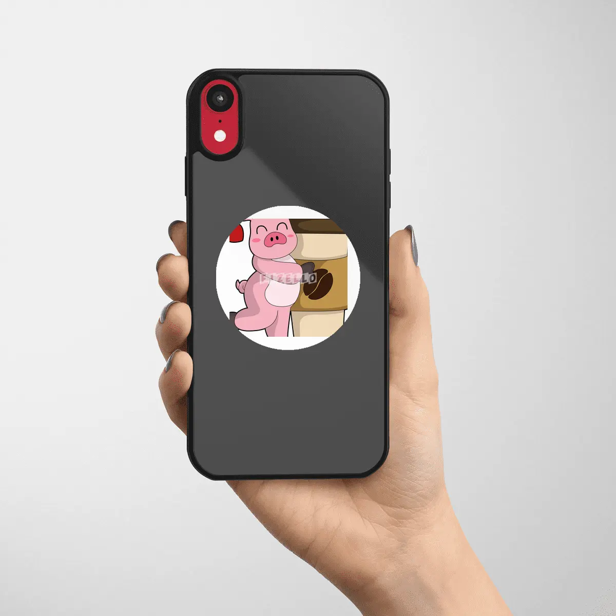 Pig with Coffee to go Etiket