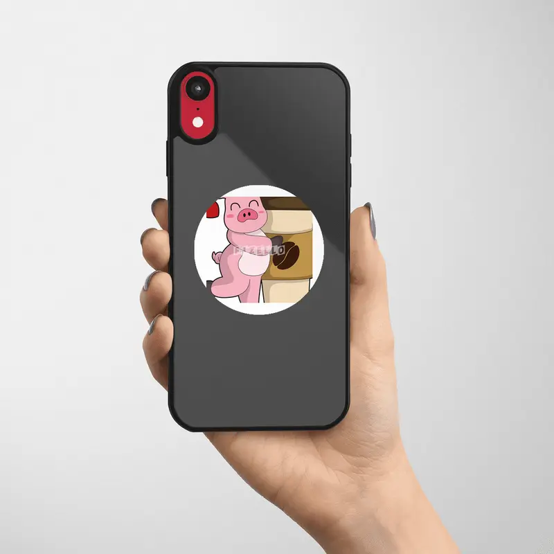Pig with Coffee to go Etiket
