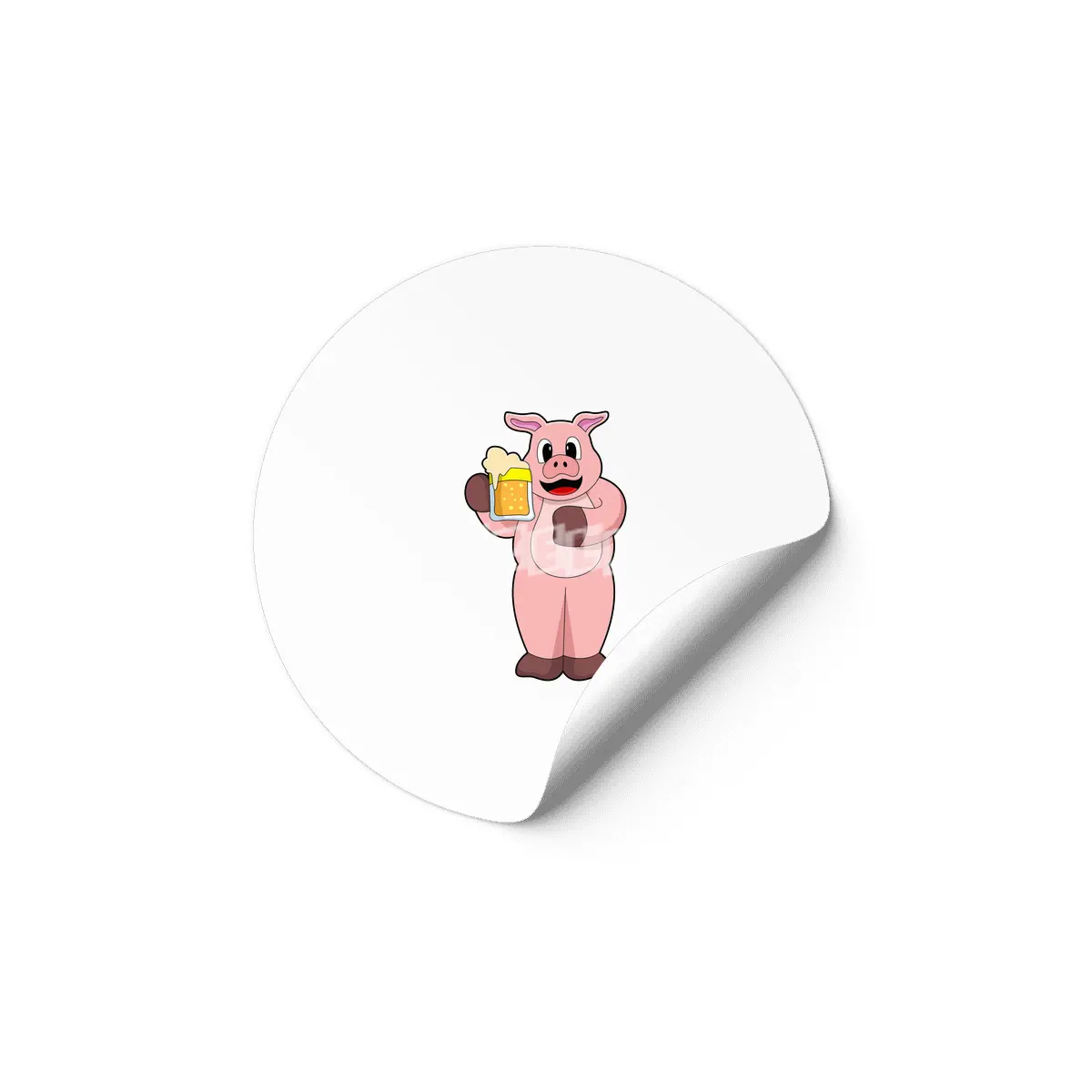 Pig with Glass of Beer Etiket