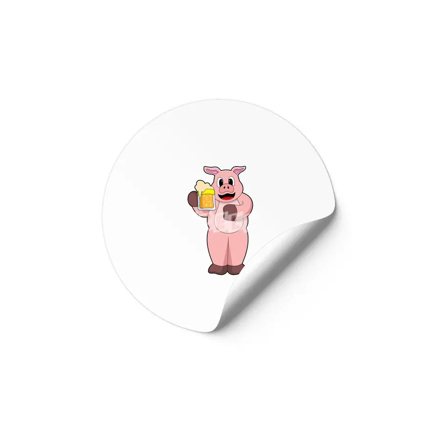 Pig with Glass of Beer Etiket