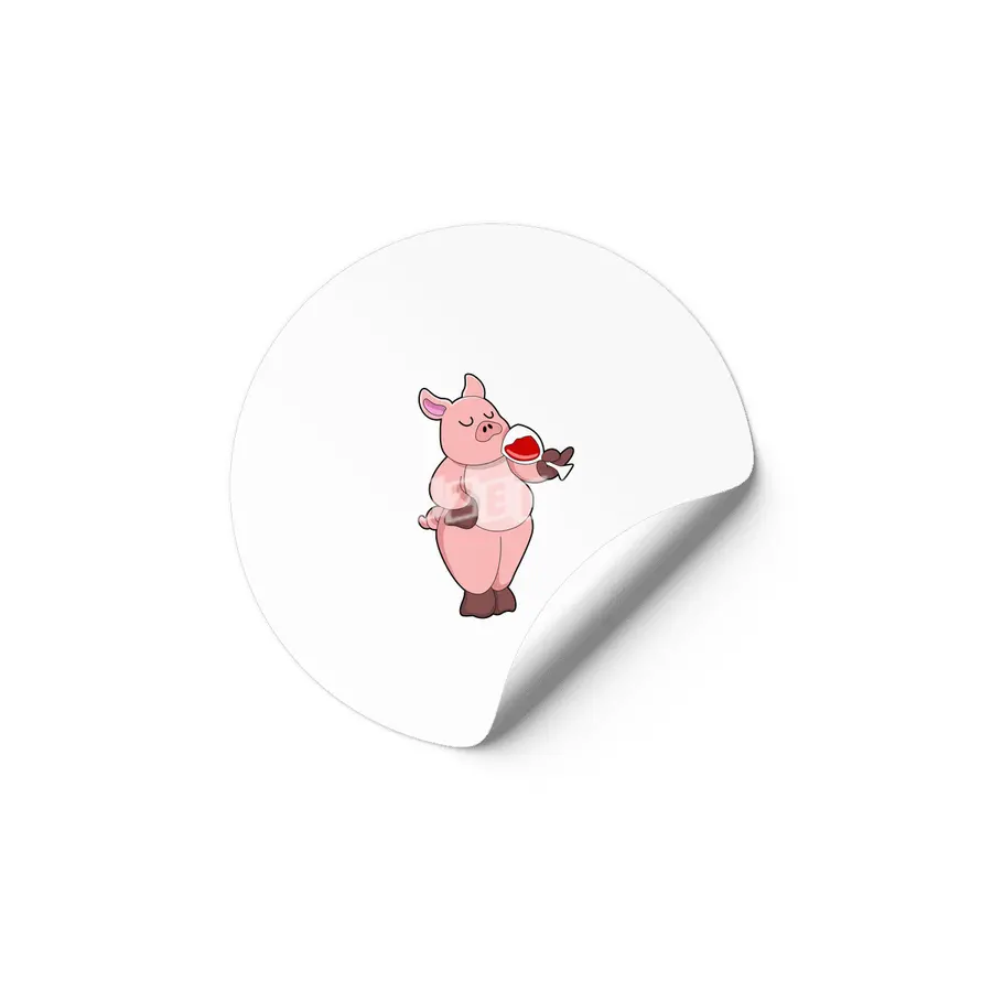 Pig with Glass of Wine Etiket
