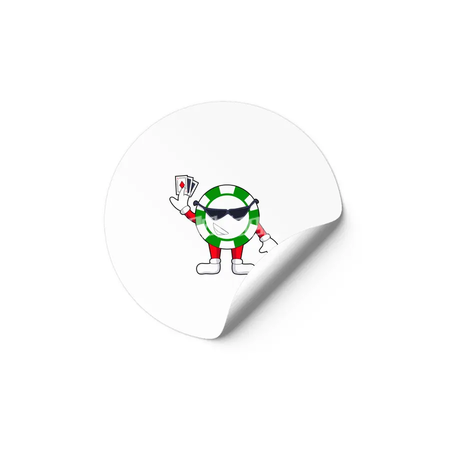 Poker chip with Poker cards Etiket