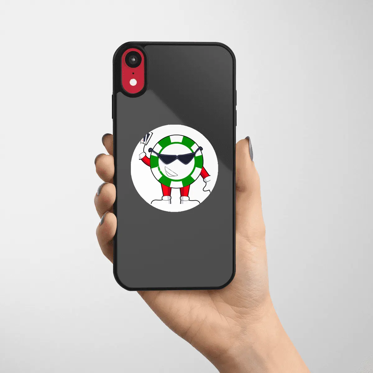 Poker chip with Poker cards Etiket