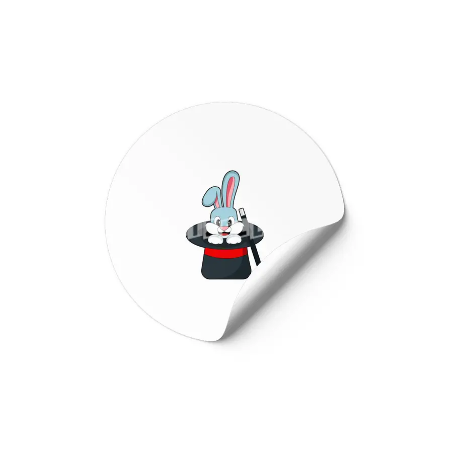 Rabbit at Magic with Wand & Hat Etiket
