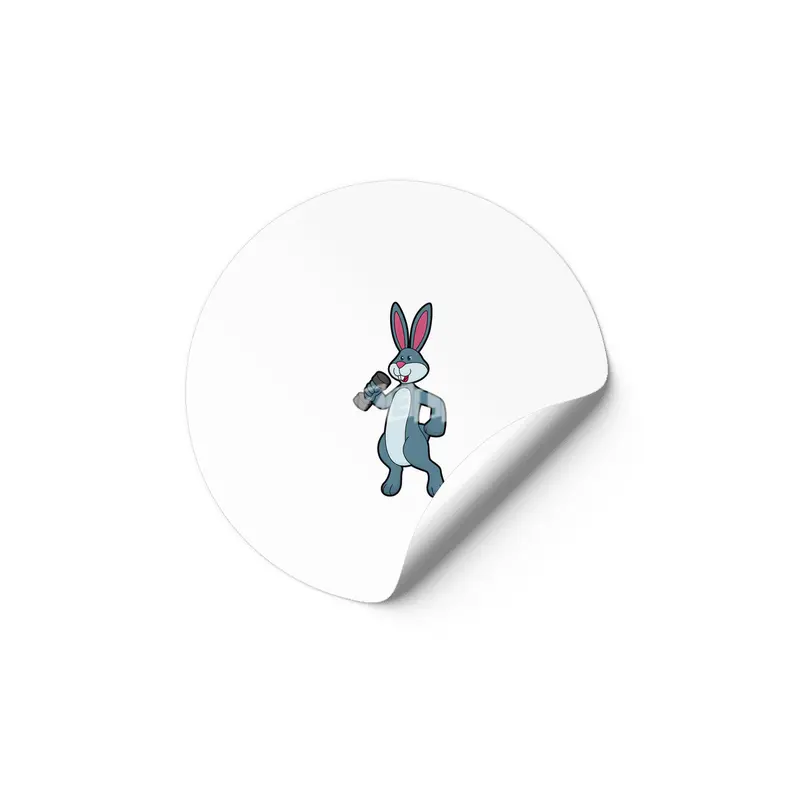 Rabbit at Strength training with Dumbbell Etiket