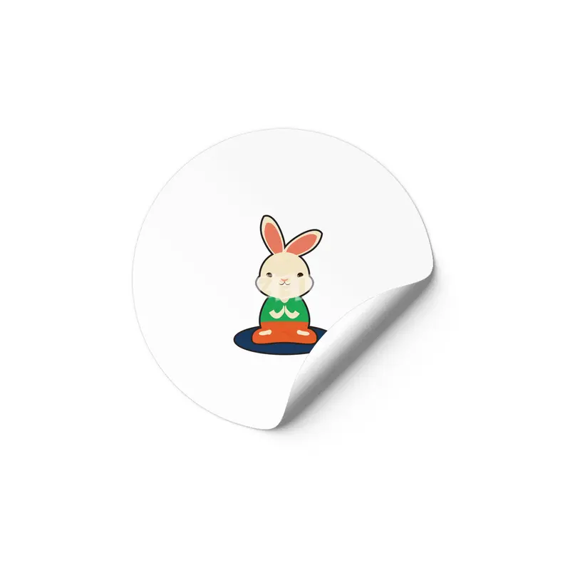 Rabbit at Yoga on Yoga mat Etiket