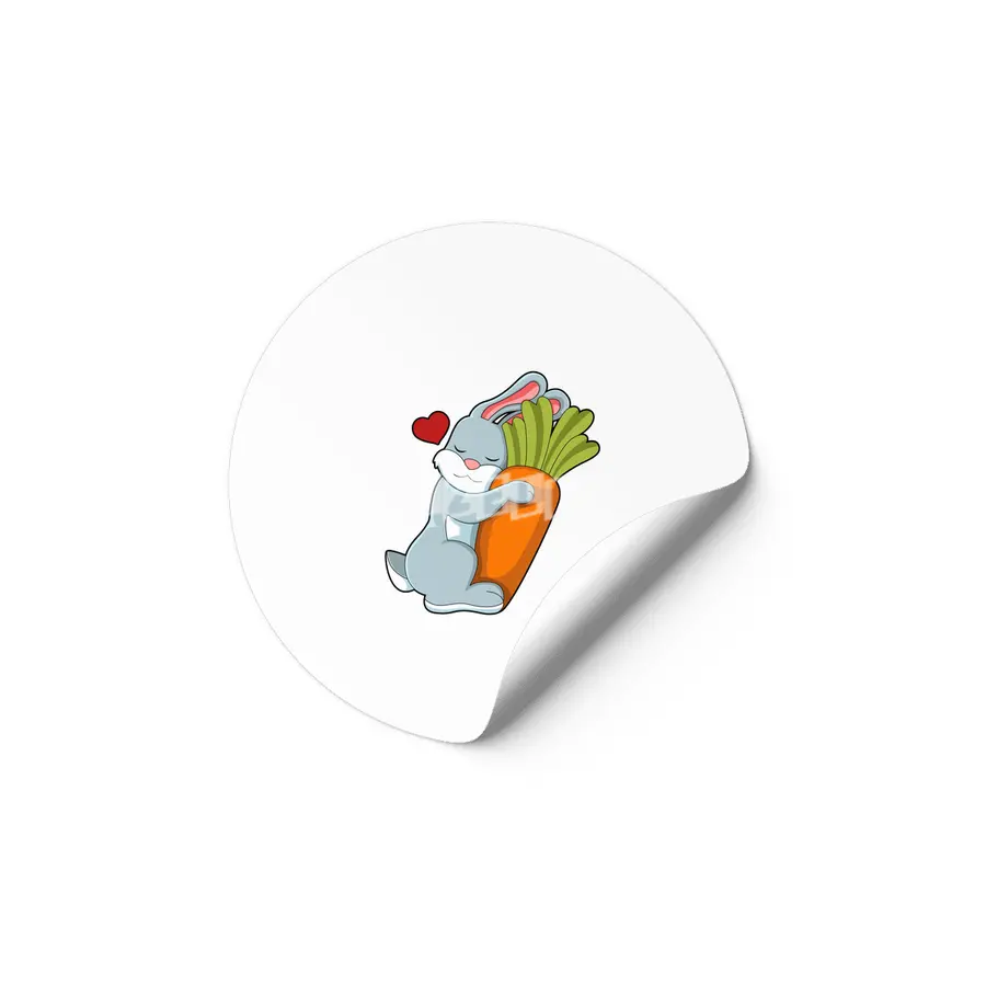 Rabbit with Carrot & Heart Etiket