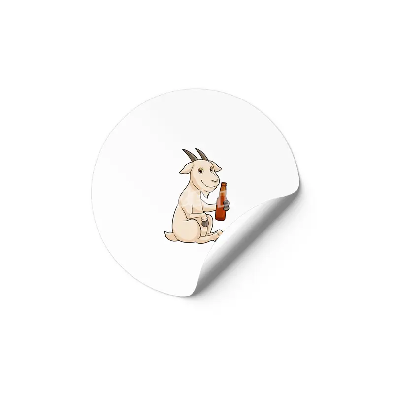 Goat with Bottle Beer Etiket