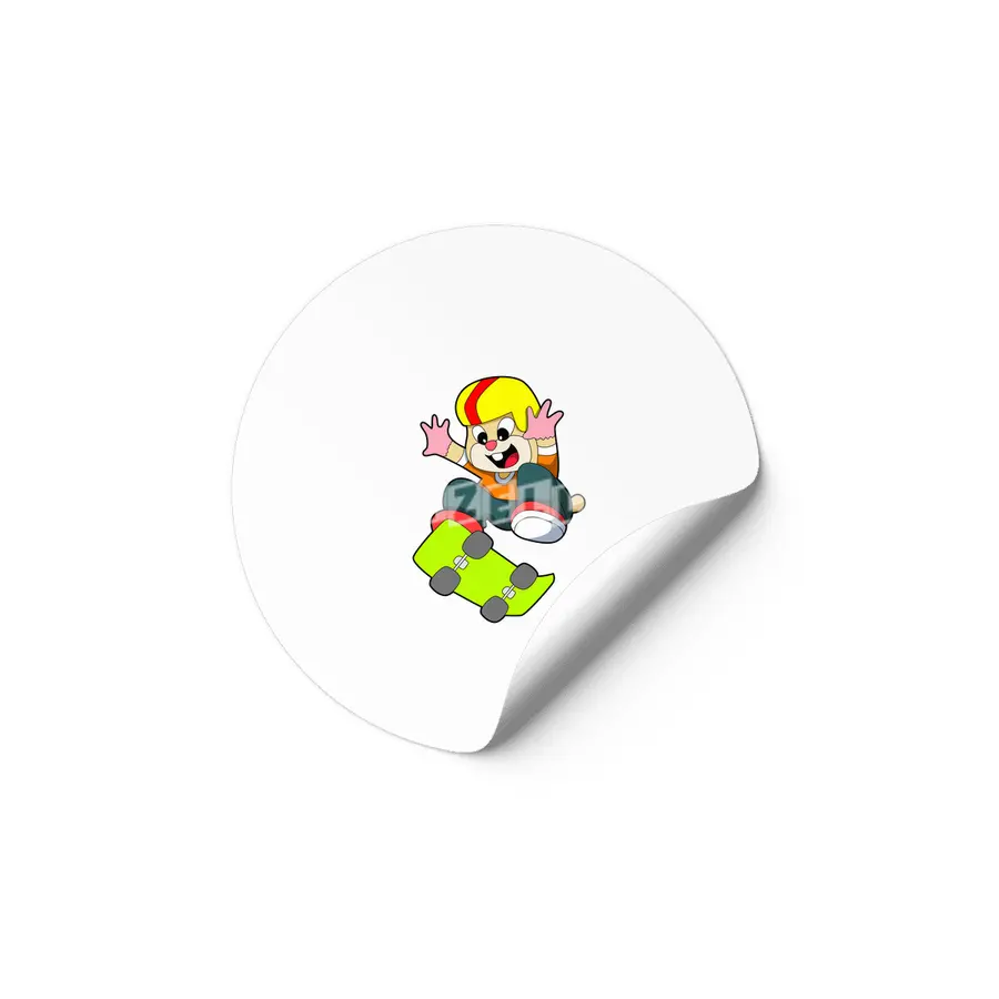 Hamster as Skater with Skateboard & Helmet Etiket