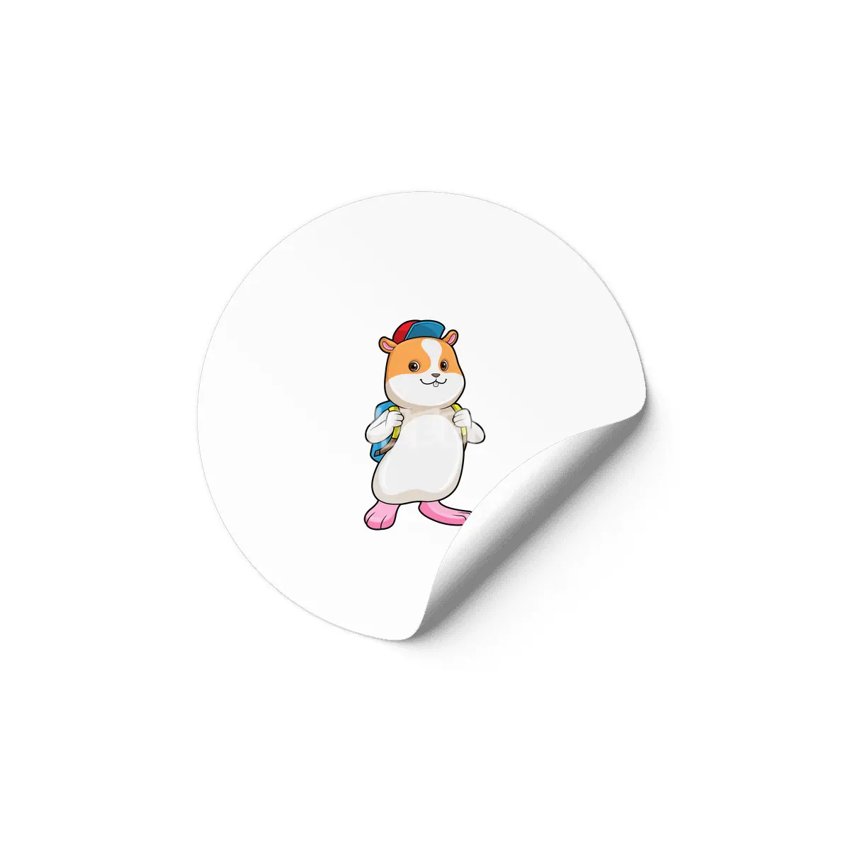 Hamster as Student with Backpack & Cap Etiket