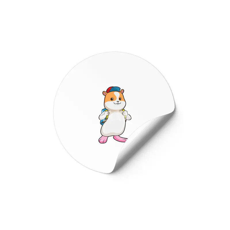 Hamster as Student with Backpack & Cap Etiket