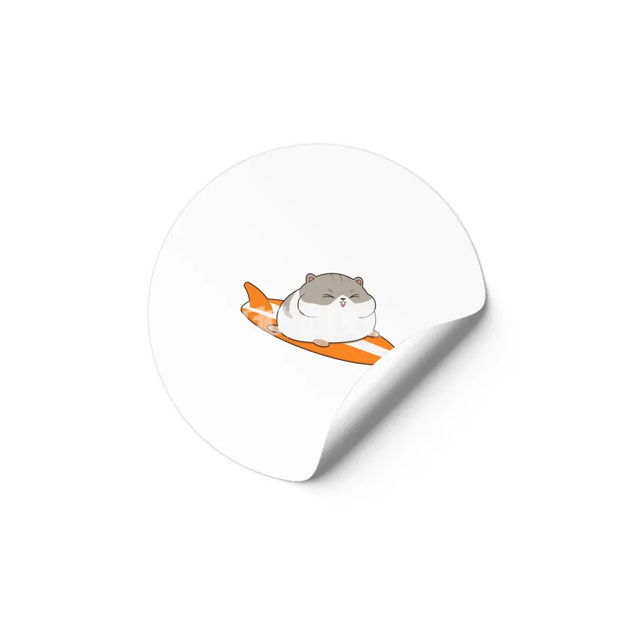 Hamster as Surfer with Surfboard Etiket