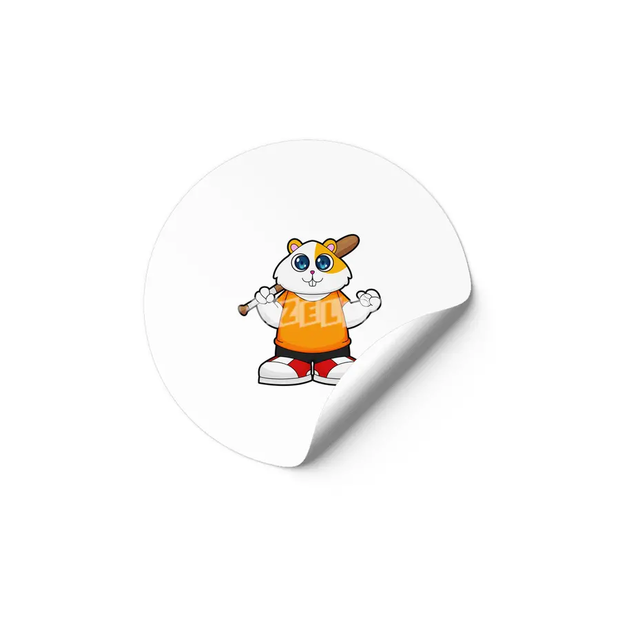 Hamster at Baseball with Baseball bat Etiket