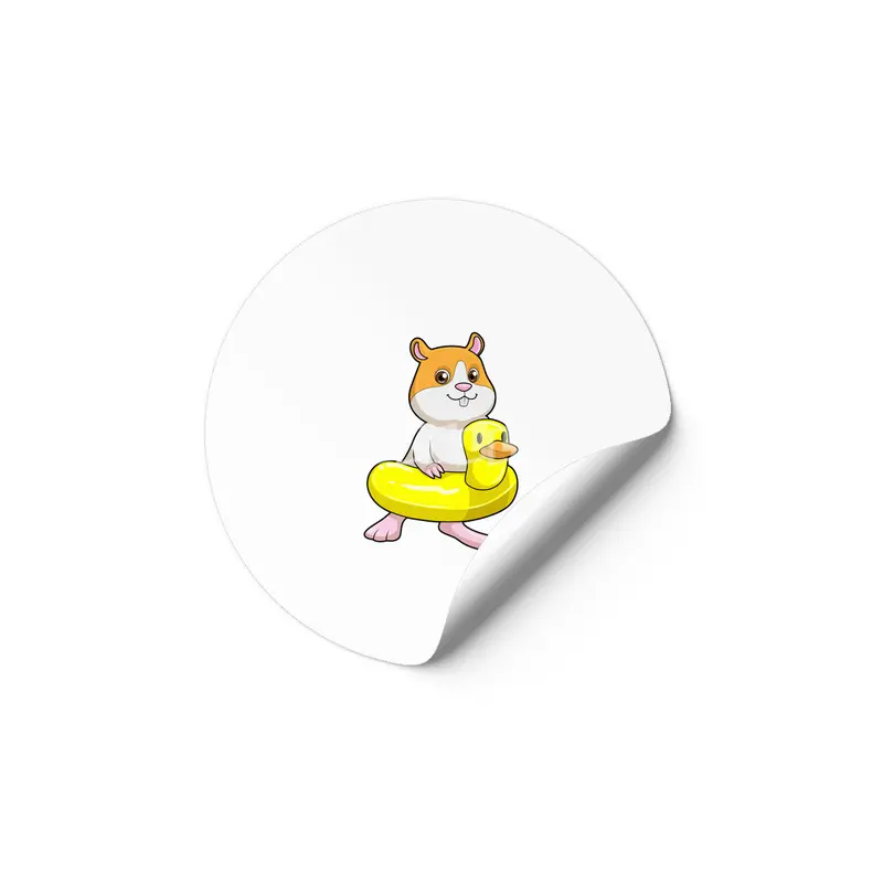 Hamster at Beach with Duck as Swim ring Etiket