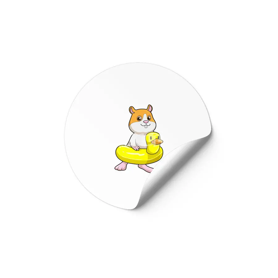 Hamster at Beach with Duck as Swim ring Etiket