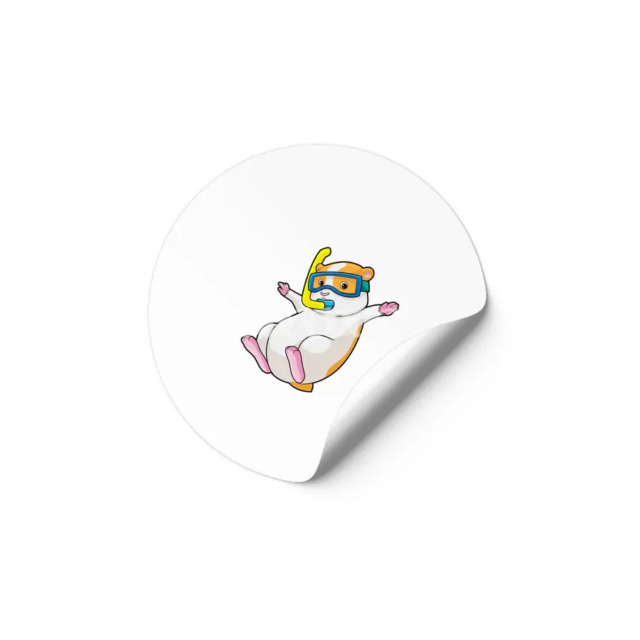 Hamster at Diving with Swimming goggles Etiket