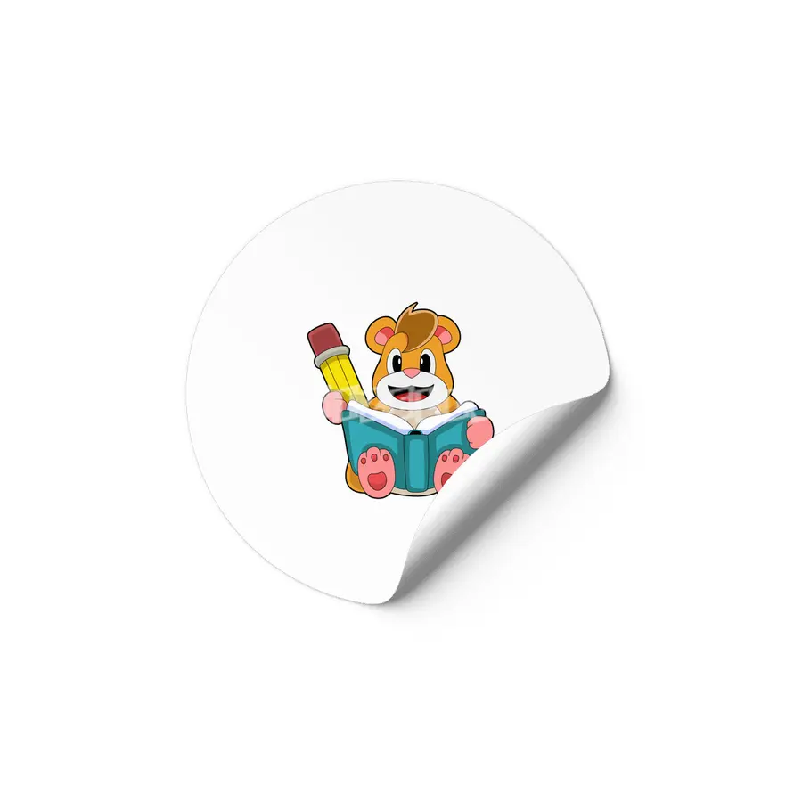Hamster with Book & Pen Etiket