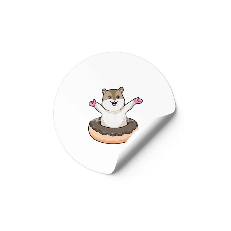 Hamster with Chocolate Donut Etiket