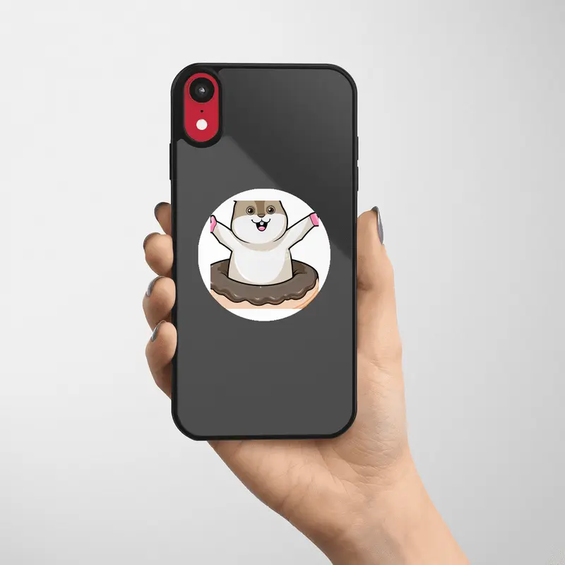 Hamster with Chocolate Donut Etiket
