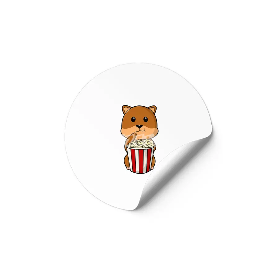 Hamster with Cone of Popcorn Etiket