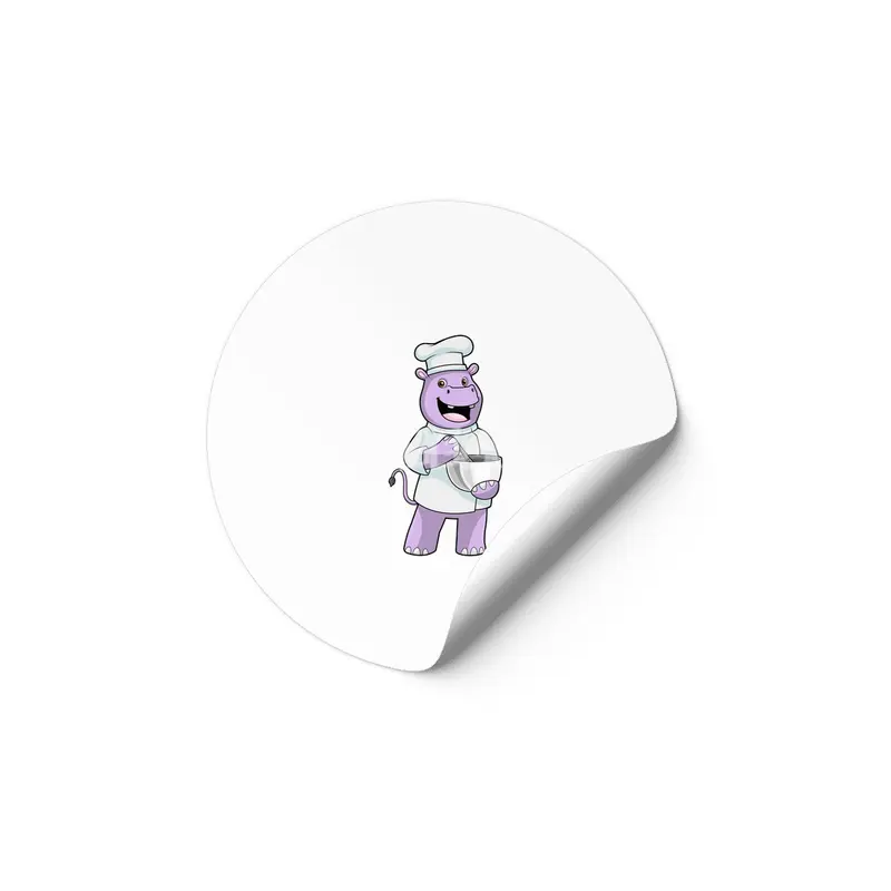 Hippo as Chef with Bowl Etiket