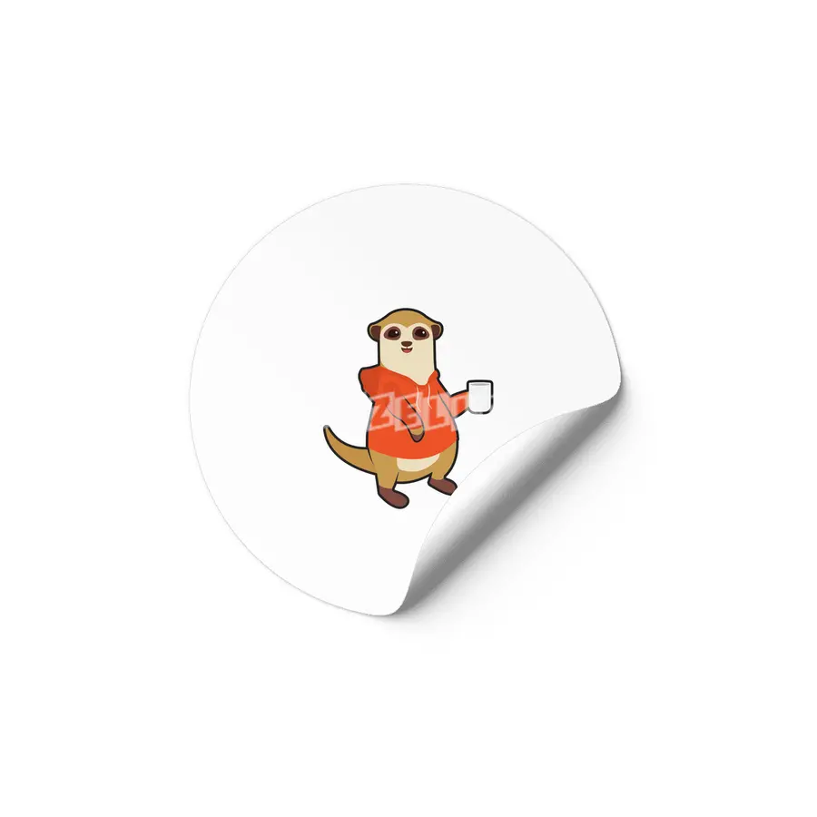 Meerkat with Cup of Coffee Etiket