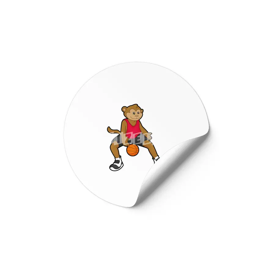 Monkey as Basketball player with Basketball Etiket