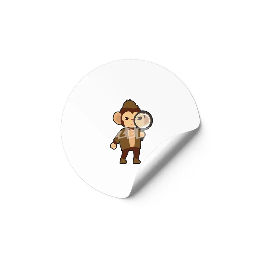 Monkey as Detective with Magnifying glass Etiket