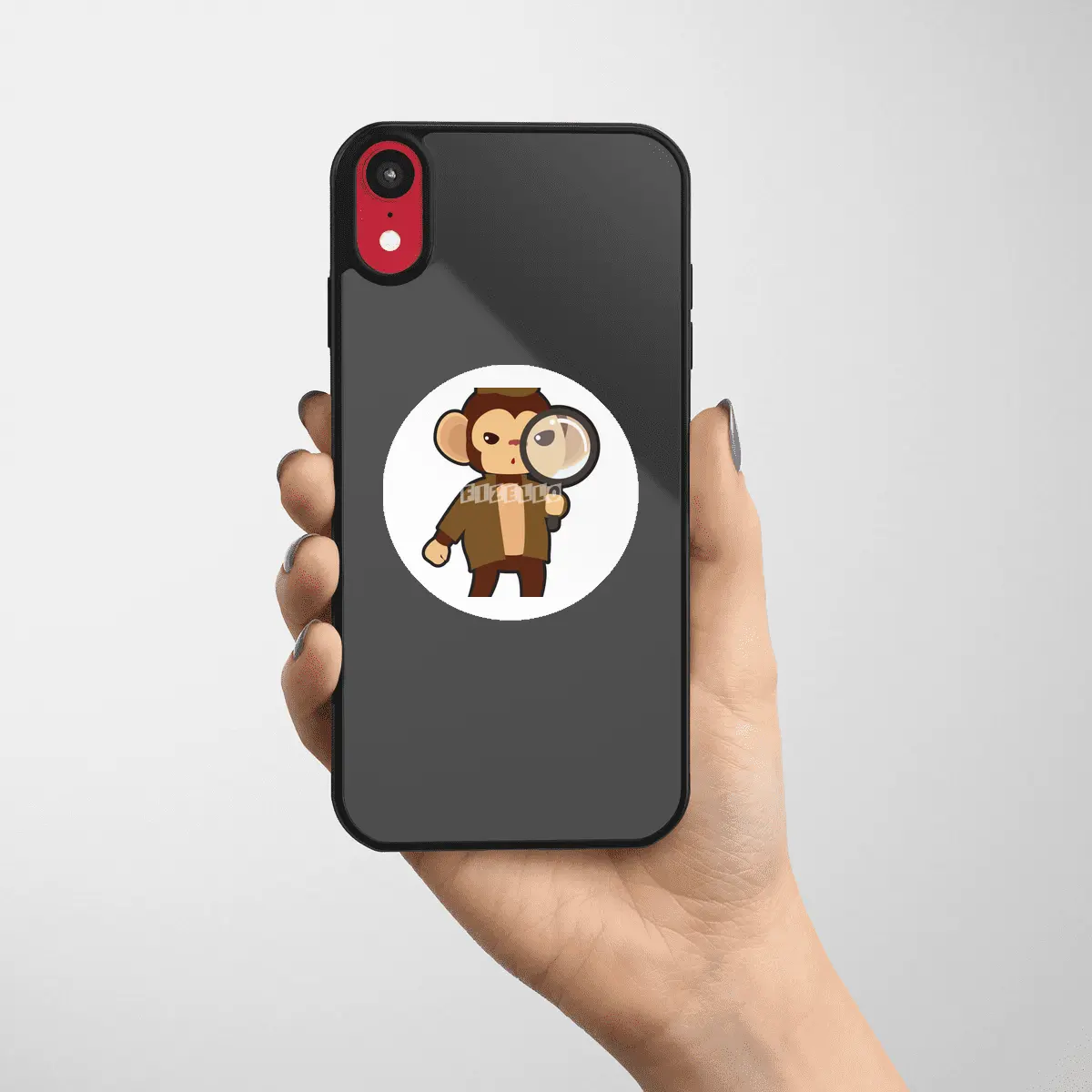 Monkey as Detective with Magnifying glass Etiket