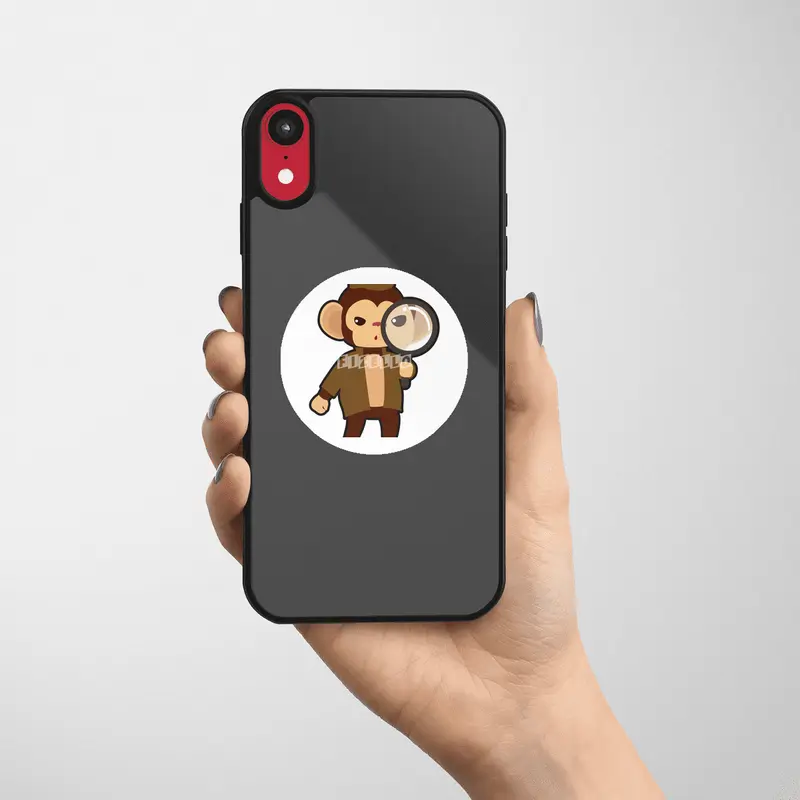 Monkey as Detective with Magnifying glass Etiket