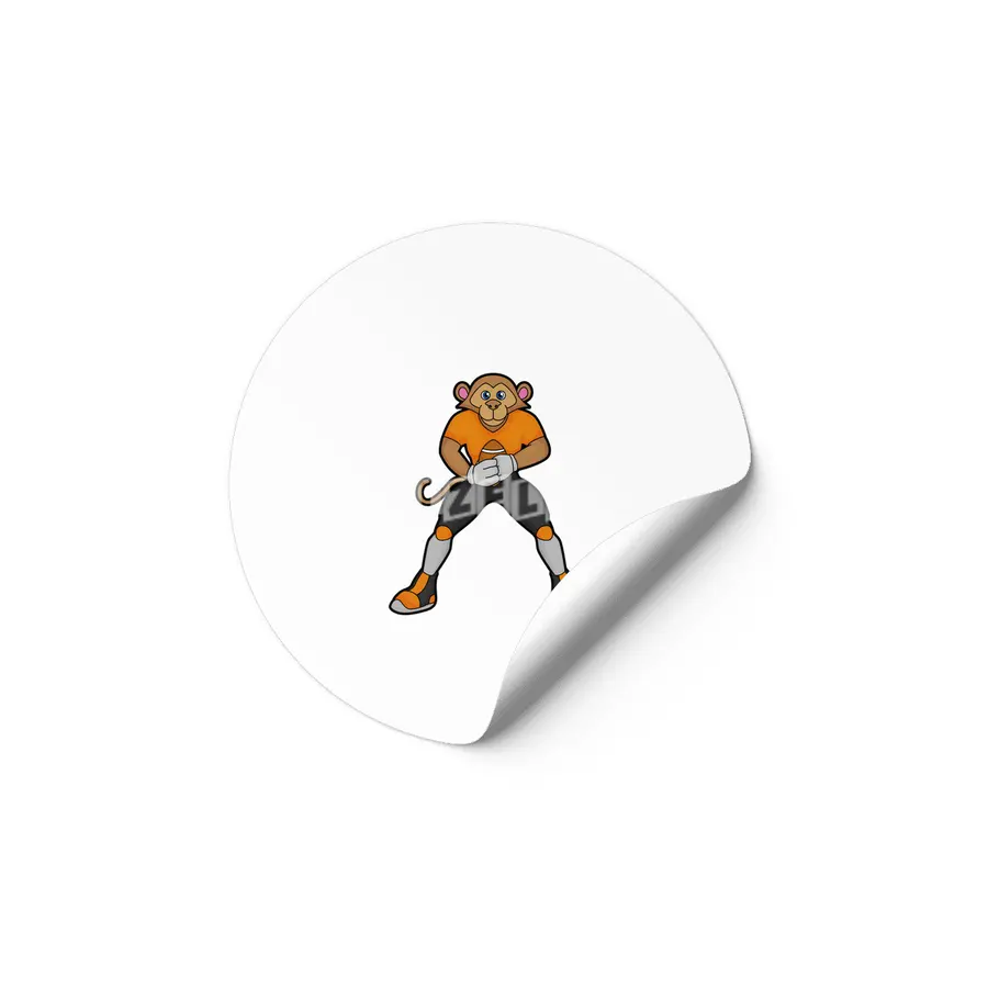 Monkey as Football player with Football Etiket
