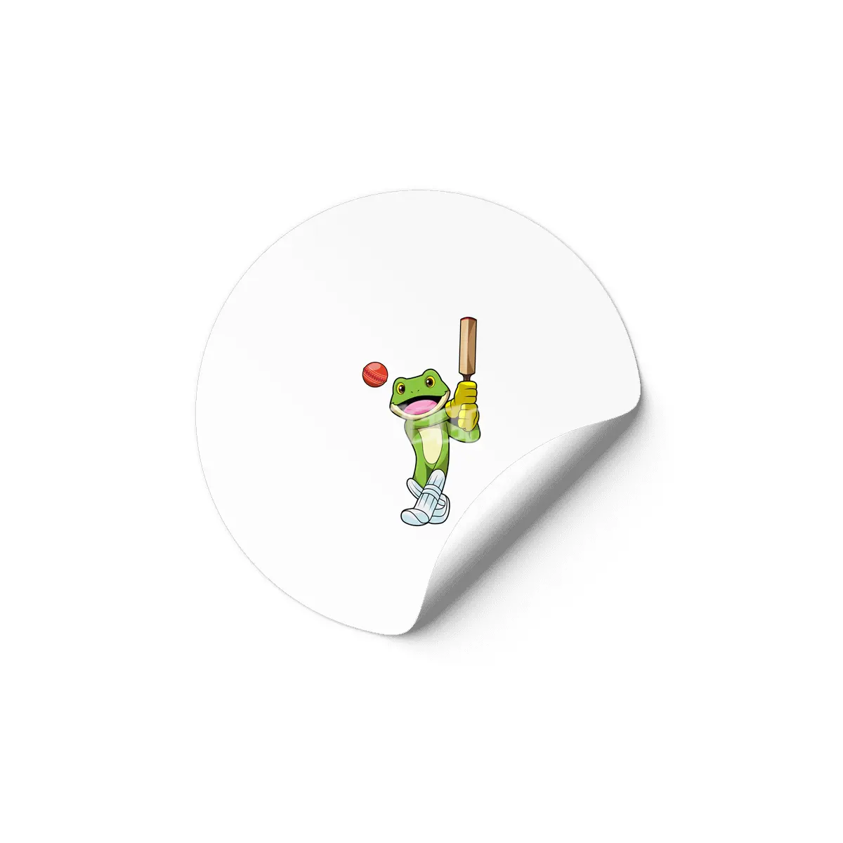 Frog at Cricket with Cricket bat Etiket