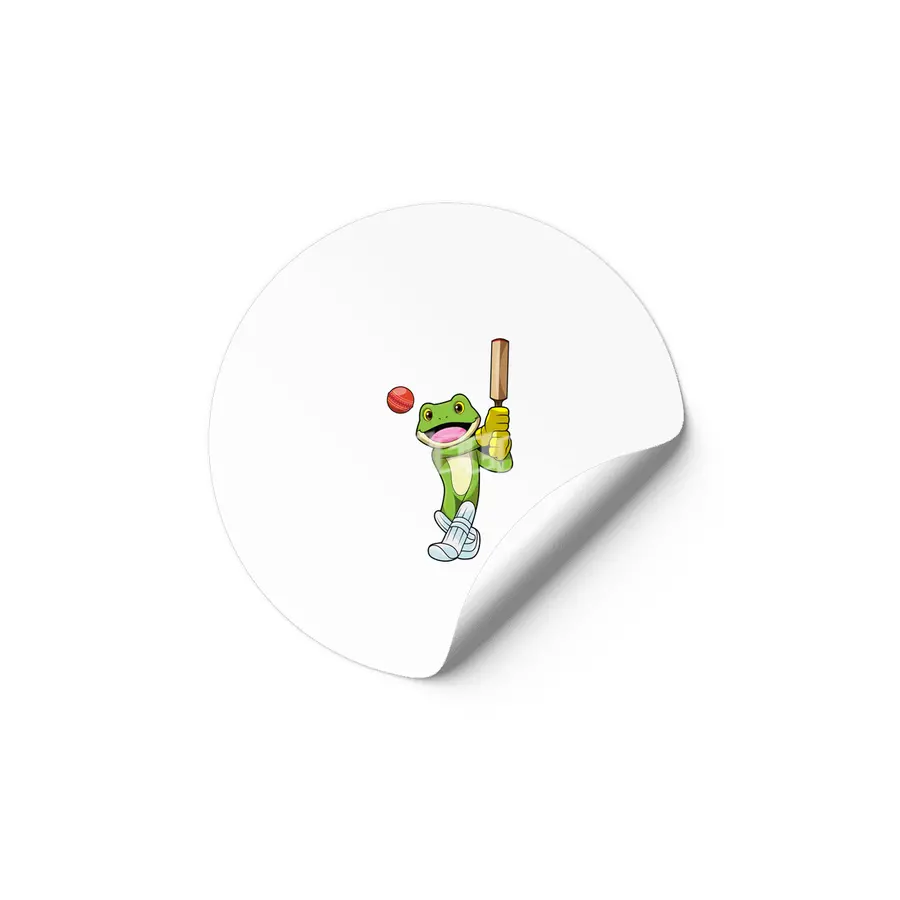 Frog at Cricket with Cricket bat Etiket