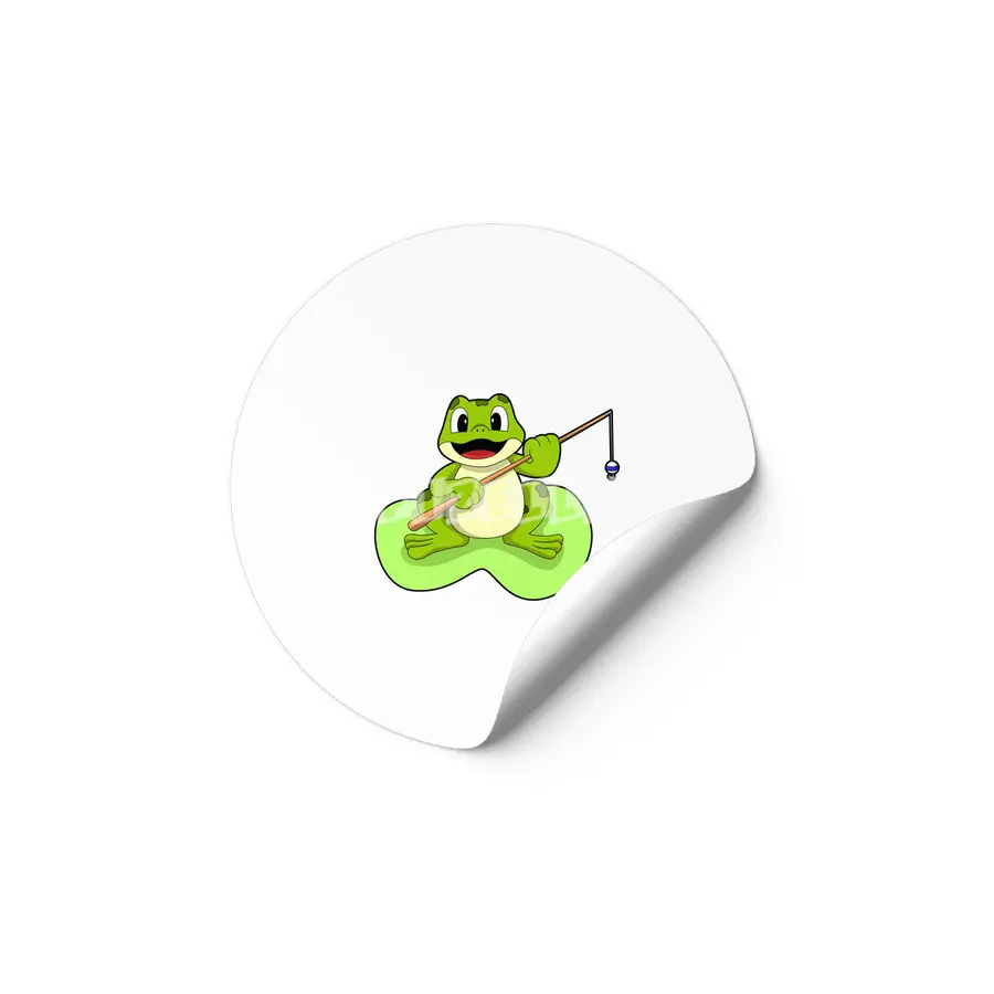 Frog at Fishing with Fishing rod Etiket