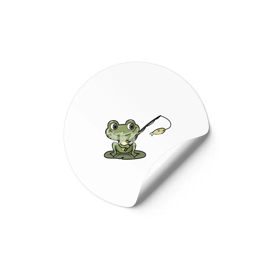 Frog at Fishing with Fishing rod Etiket