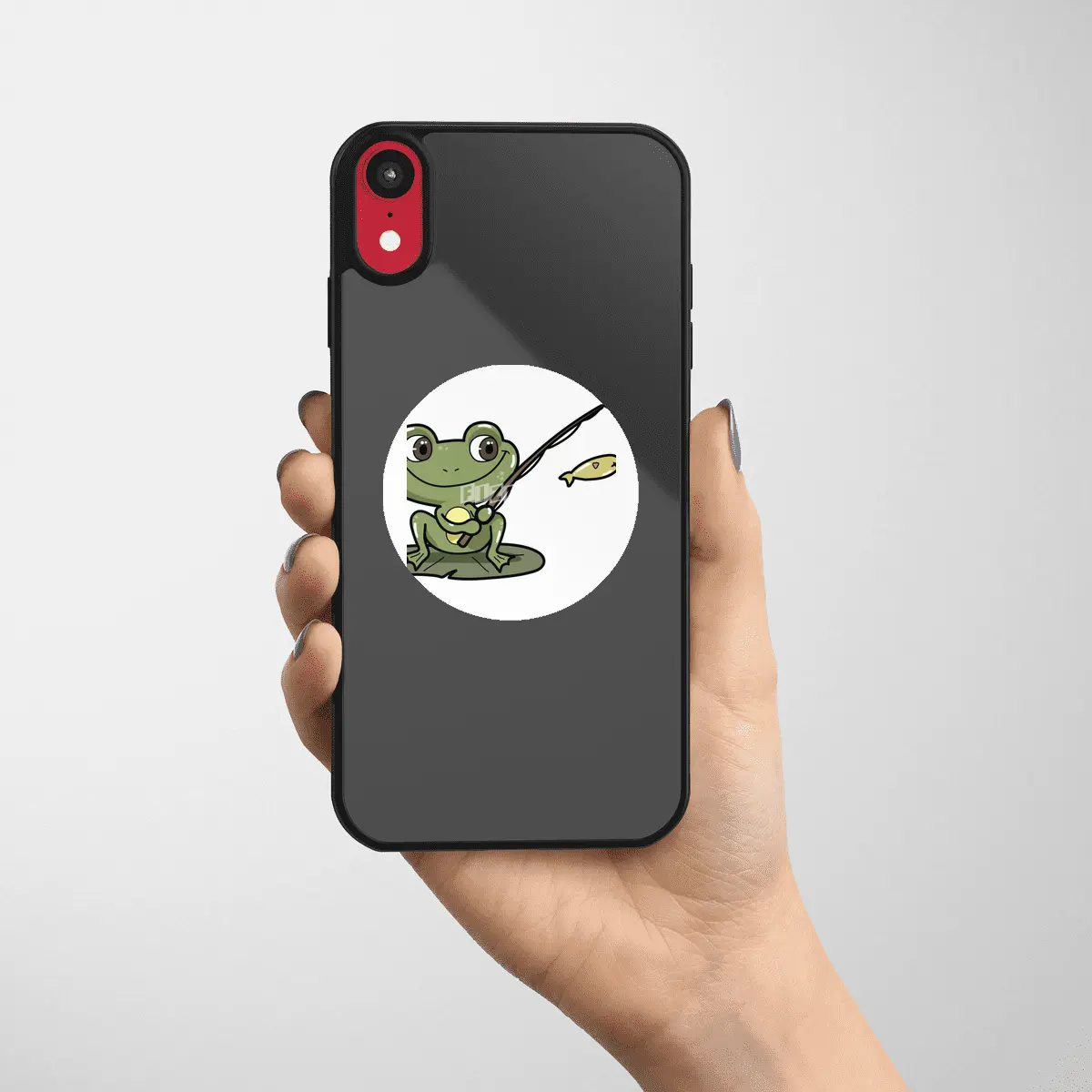Frog at Fishing with Fishing rod Etiket