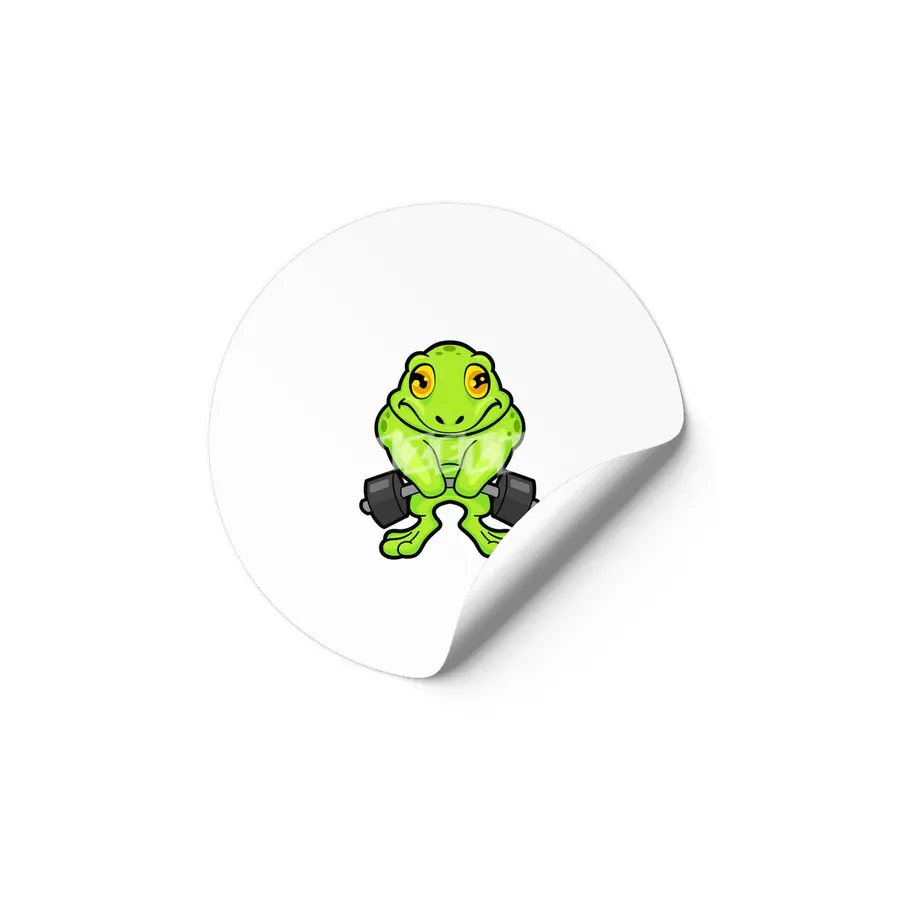 Frog at Fitness with Barbell Etiket