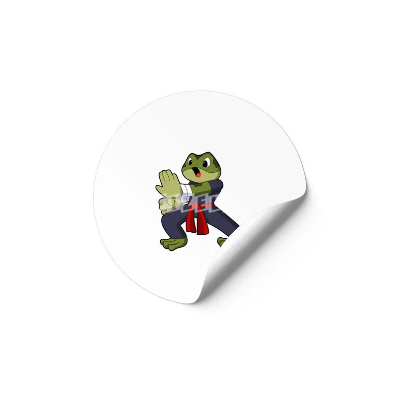 Frog at Martial arts Karate with Belt Etiket