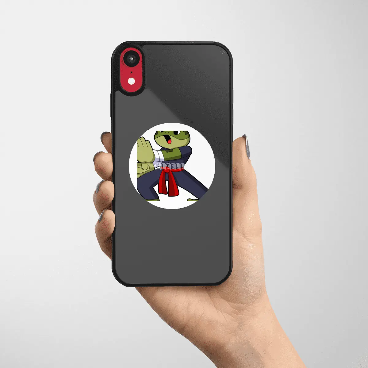 Frog at Martial arts Karate with Belt Etiket