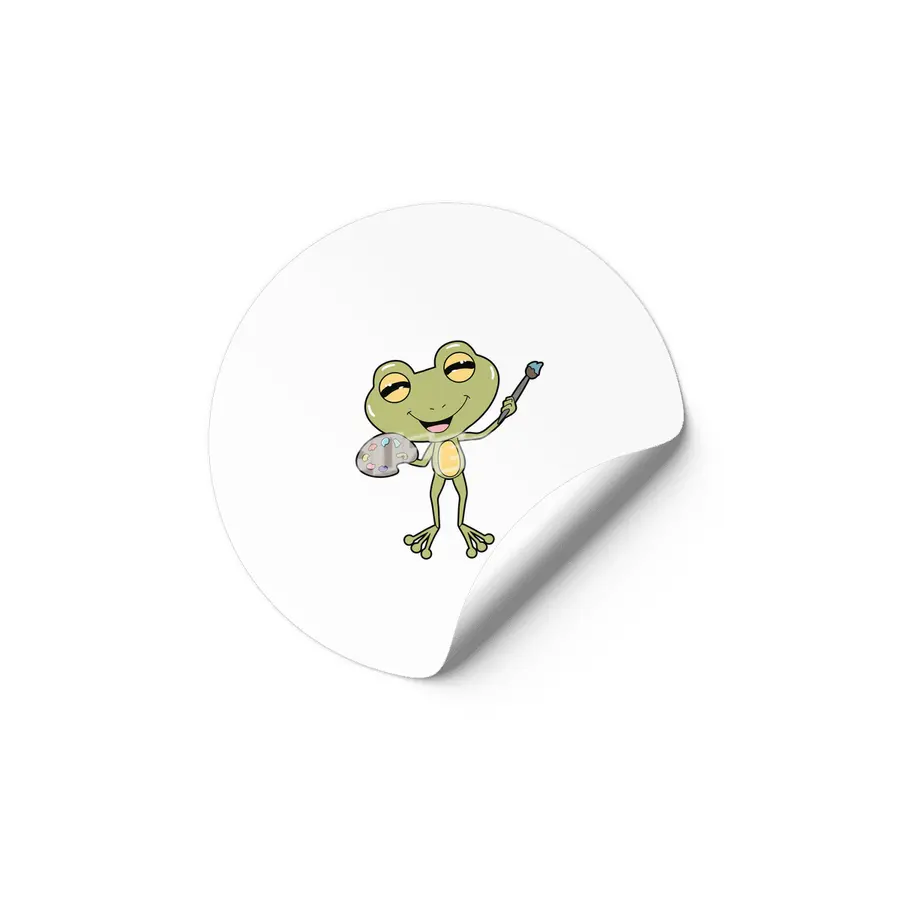 Frog at Painting with Brush & Paint Etiket