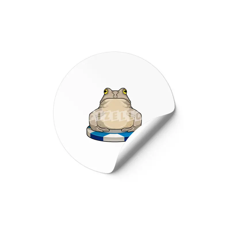 Frog at Poker with Poker chips Etiket