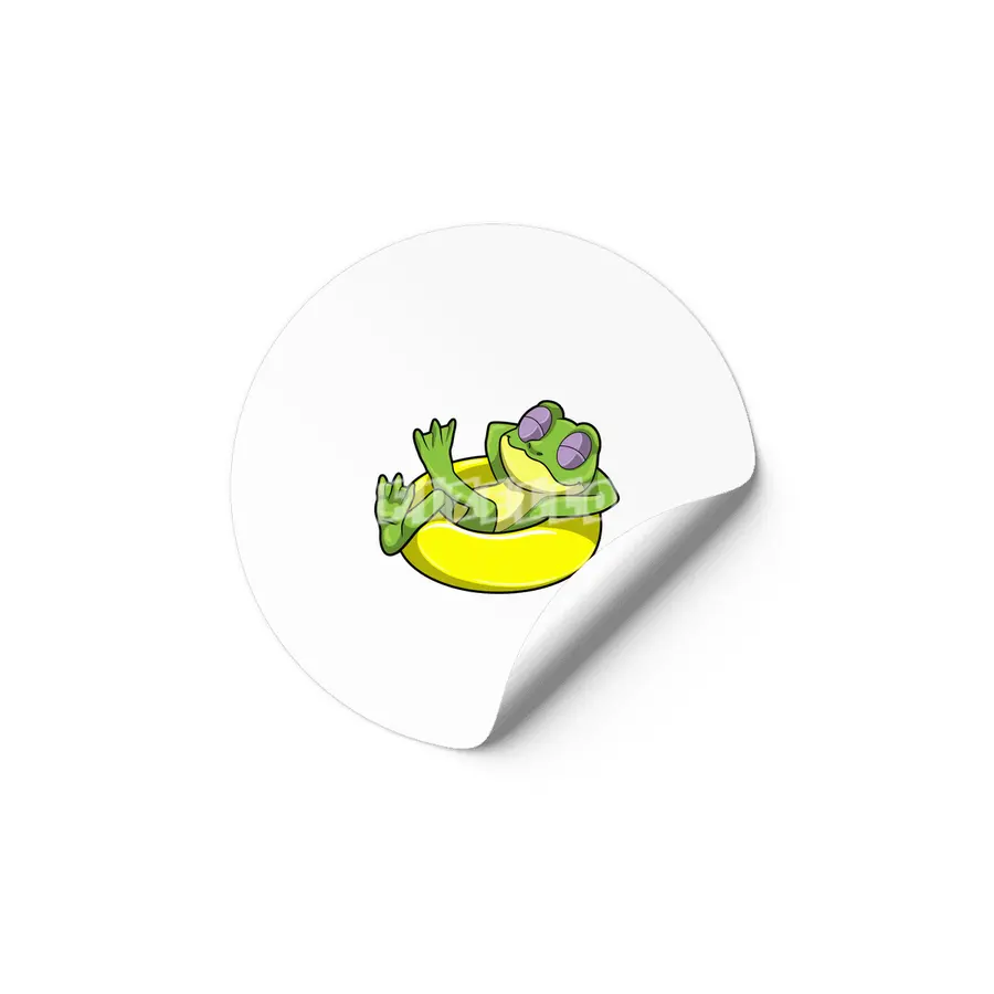 Frog at Swimming with Swim ring Etiket