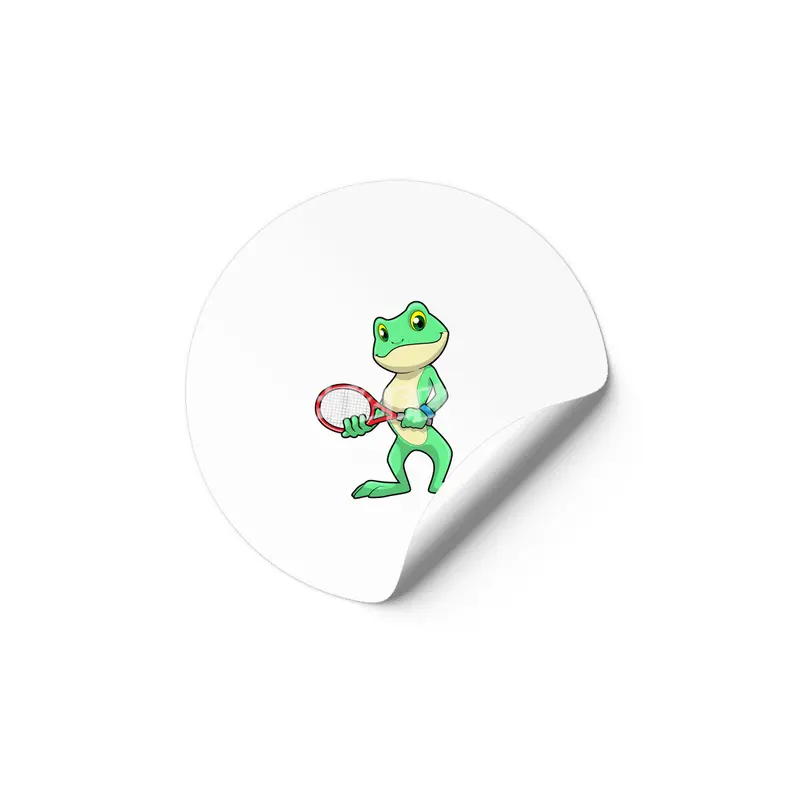 Frog at Tennis with Tennis racket Etiket