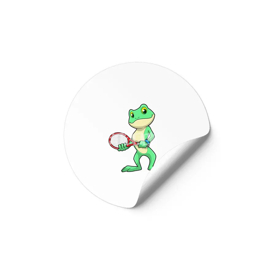 Frog at Tennis with Tennis racket Etiket