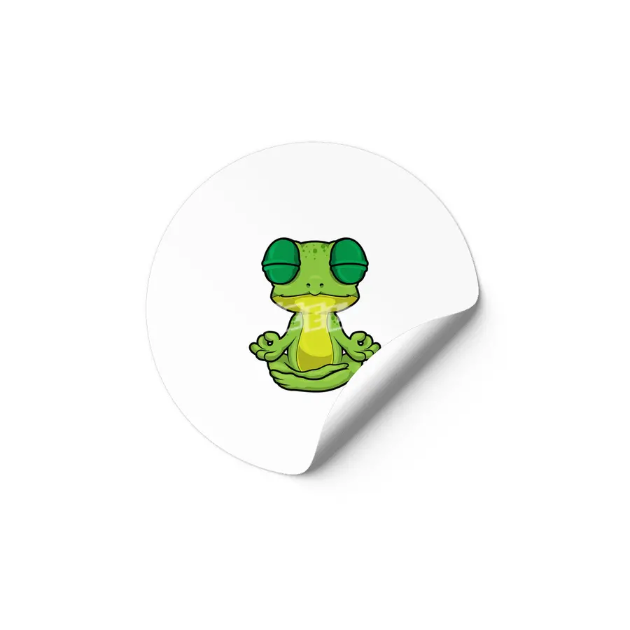 Frog at Yoga Stretching exercises in Cross-legged Etiket